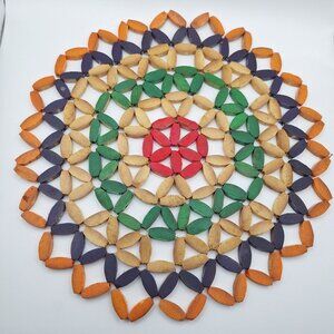 Handcrafted Colorful Woven Bamboo Trivet Centerpiece Decorative Mat